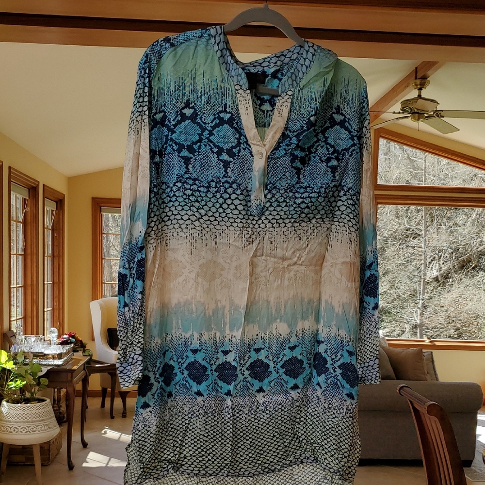Hale Bob Blue and Green Patterned Tunic
